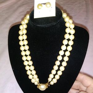Carolee Vintage Pearl Necklace and Earrings